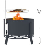 58cm Portable Fire Pit W/ Grill, Black