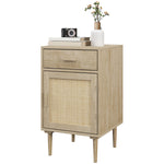 Set Of 1/2 Bedside Table With Rattan Drawer Adjustable | Set of 1 | Natura