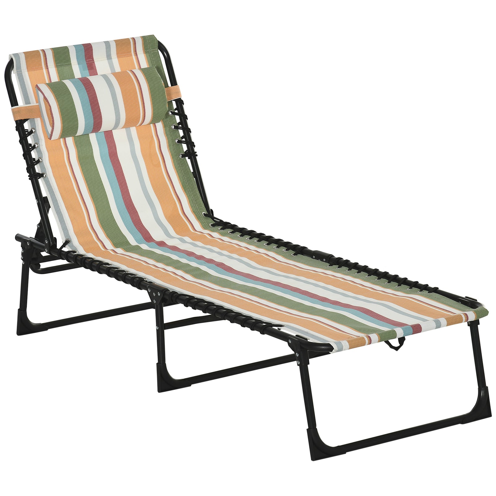 Foldable Beach Chaise Lounge 4 Adjustable Positions | Set of 1 | Multi Colour