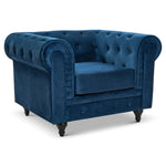 Chesterfield Scroll Arm Velvet Sofa 1 Seater | Navy Blue
