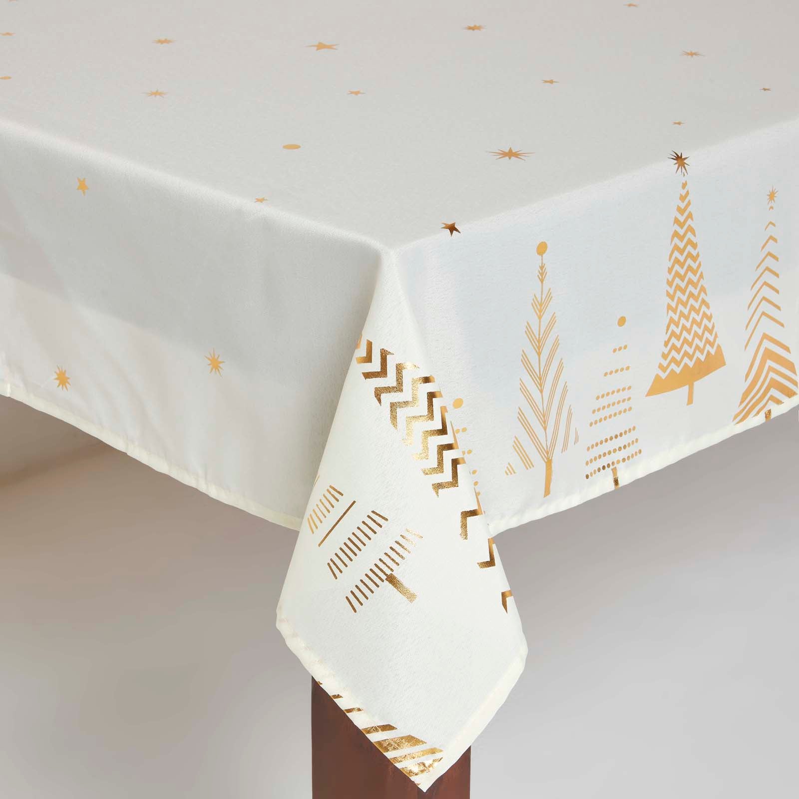 Gold Tree Christmas Table Cloth | 132 x 178cm | Gold