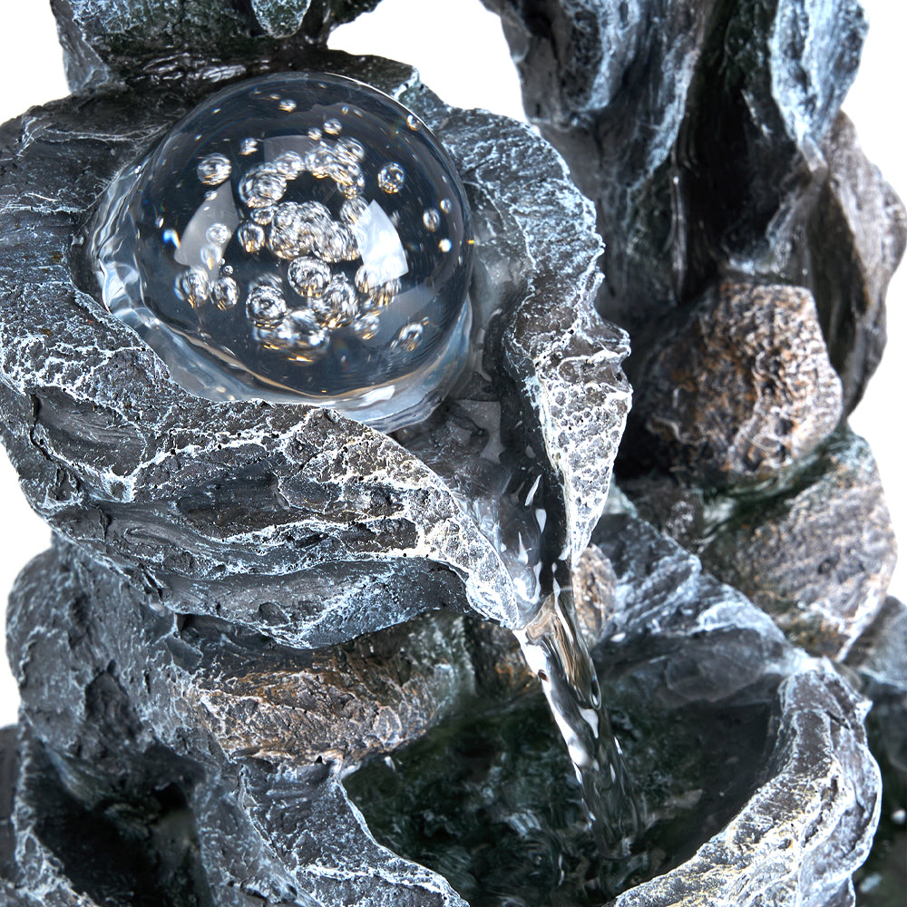 Tabletop Waterfall Fountain With Led Lighting For Meditation Decor