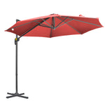 3x3m Cantilever Parasol W/ 360° Crank Handle Tilt | Red