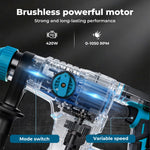21v Cordless Rotary Hammer Drill Sds Plus Concrete Impact Drill Tool | Blue