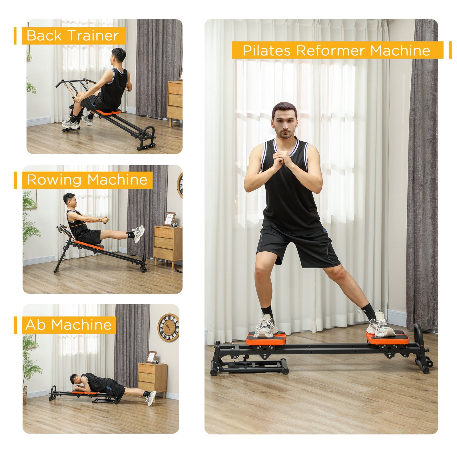 Home Gym Reformer Pilates Machine | Black