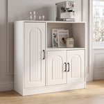 Breeins Wooden Sideboard Storage Cabinet With Microwave Counter Organizer
