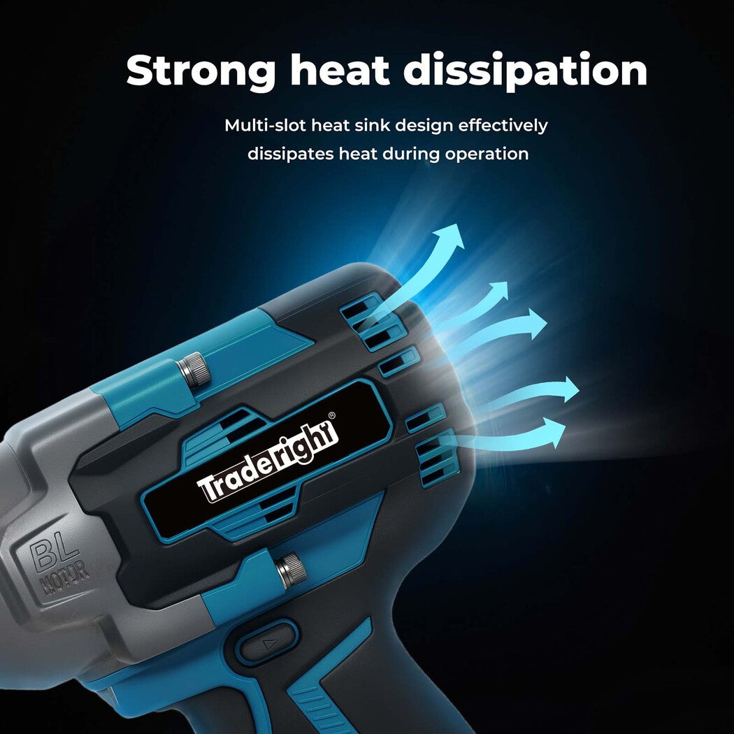 21v Brushless Impact Wrench 1/2" Rattle Gun 2×4.0ah 1200nm Kit Set | Blue