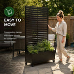 Metal Privacy Screen With Plant Pot - Slat | Black