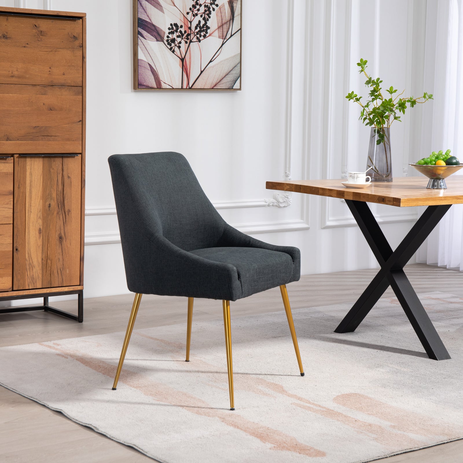 Set Of 2 Lograto Fabric Dining Chairs | Black