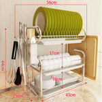 Kitchen 3-tier Dish Drainer Storage Stand Bowl Plate Dryer Tray White