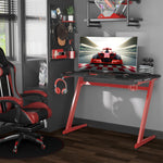 Gaming Desk With Gamepad Holder Headphone Hook | Red