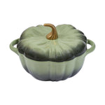 Enamelled Cast Iron Pumpkin Dutch Oven With Lid And Handles | Green