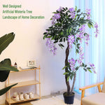 120cm H Artificial Flowers Plant In Pot For Home Decor Purple