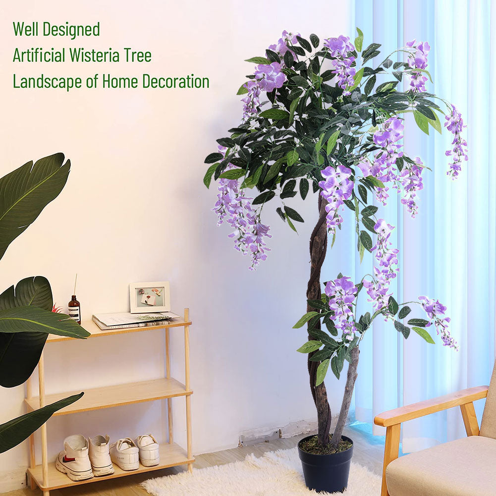 120cm H Artificial Flowers Plant In Pot For Home Decor Purple