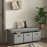 Shoe Bench With Seat With Fabric Drawers Shoe Storage Bench | One Size | Gray