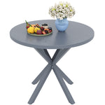 85cm Round Dining Table, Steel Frame, Wood Effect