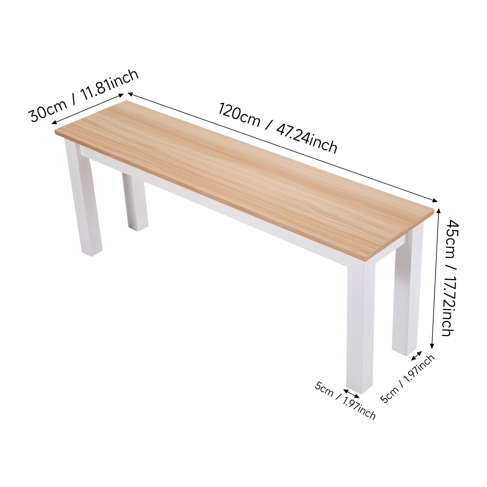 Versatile Wooden Bench | One Size | Natural & White