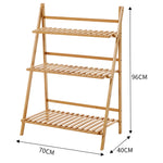 3 Tier Foldable Wooden Plant Stand Garden & Balcony Flower Shelf 96cm Multipurpose Plant Display Rack | Natural