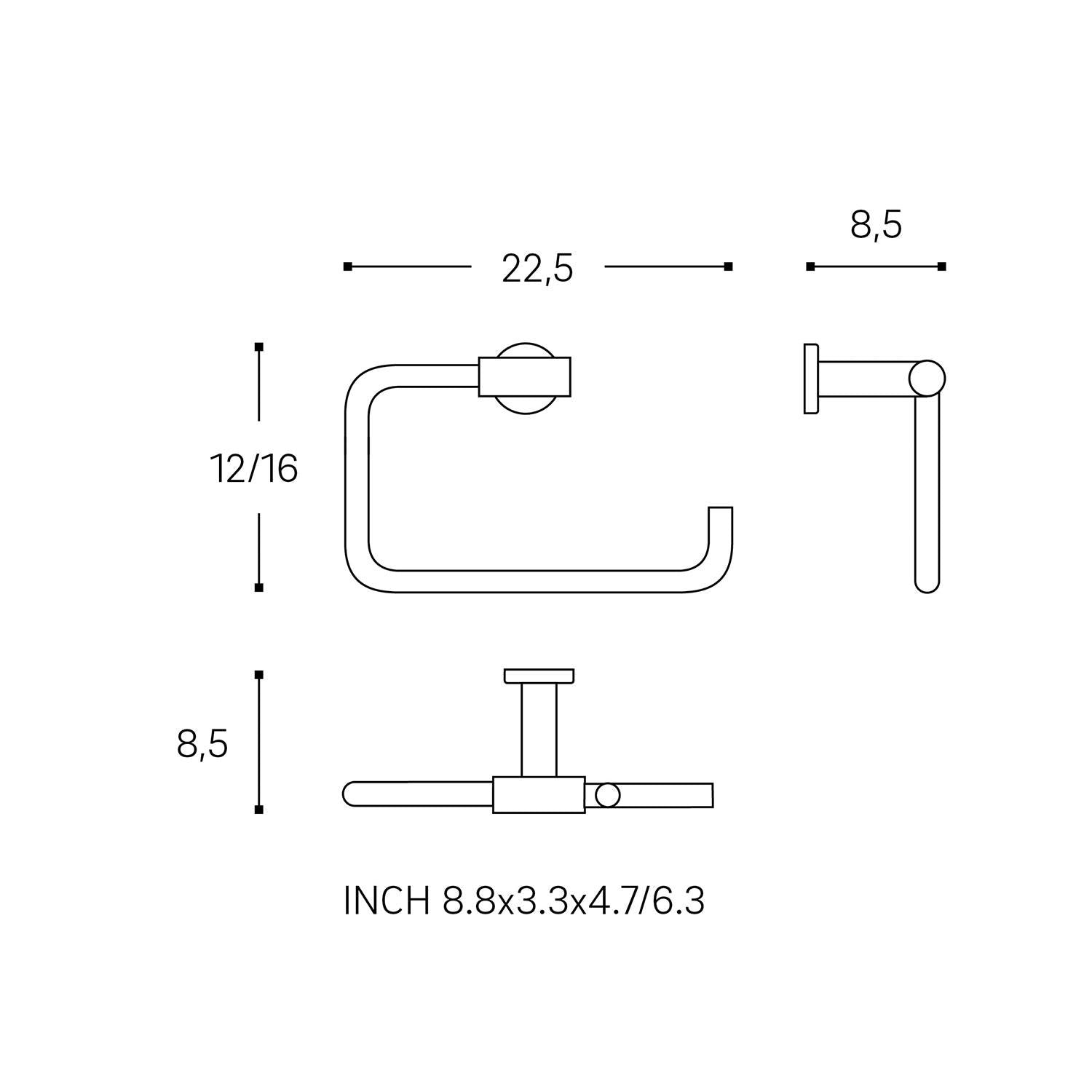 Towel Ring 22,5cm, Wall-mounted, Silver, Architect S+ Collection