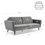 Victoria Velvet Sofa Bed 3 Seater | Light Grey