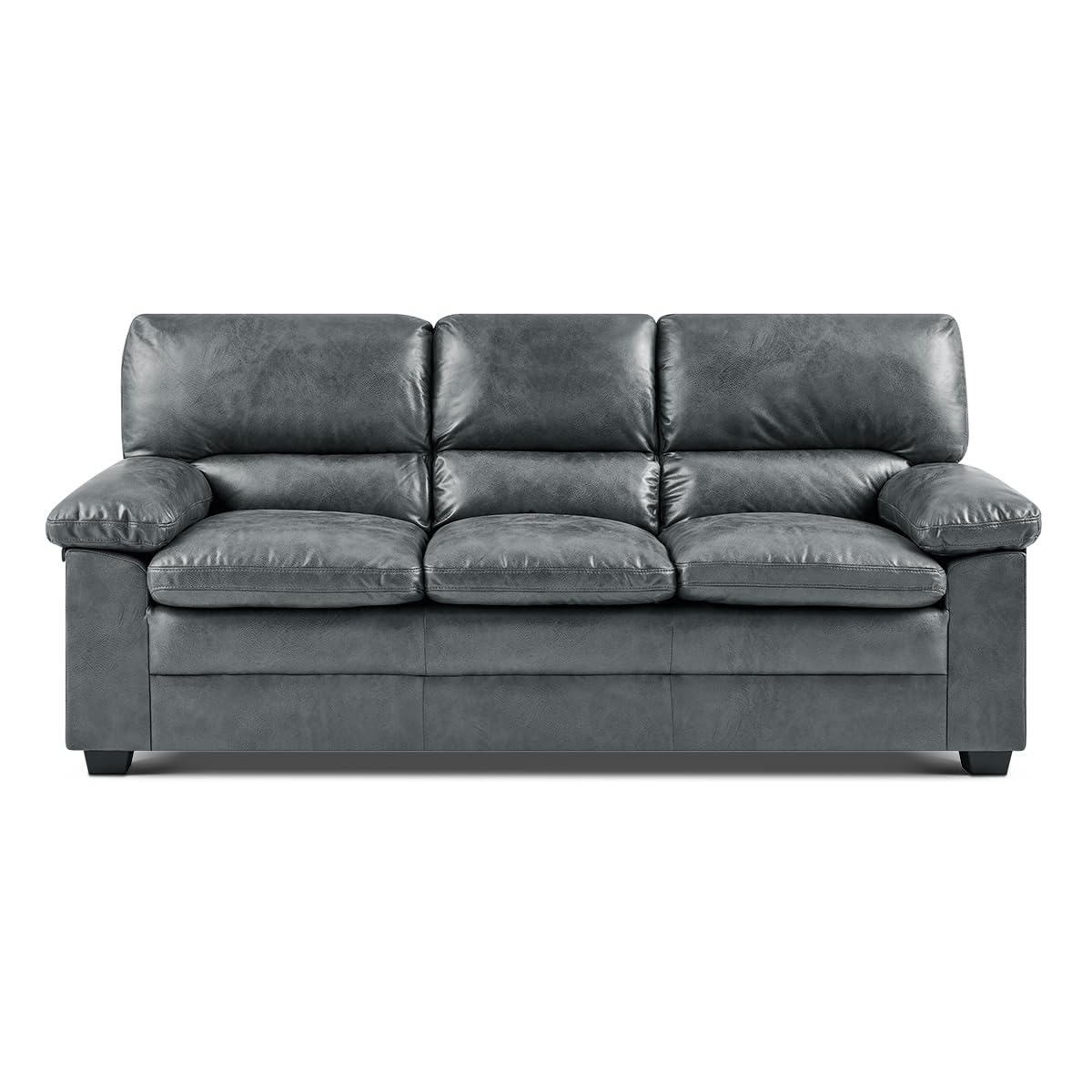 Oxford Faux Leather Sofa 3 Seater | Dark Grey