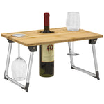 Foldable Wine Picnic Table, Portable With Bottle Holder