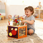 AIYAPLAY Wooden Activity Cube, 8 In 1 Baby Activity Cube Toys For 18m+