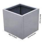 Zinc Galvanized Steel Planter Box With Drainage Hole –square Raised Planter Box Outdoor Balcony Garden Trough Pot | Large | Light Grey