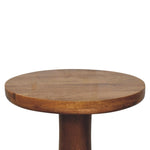 Curved Base Side Table – Solid Wood, Amber Oak Finish