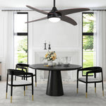 48 Inch Dark Brown Ceiling Fan With Lights And Remote Modern 4 Blade Black Fan
