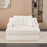 Corduroy Chaise Lounge Sofa Bed | Beige