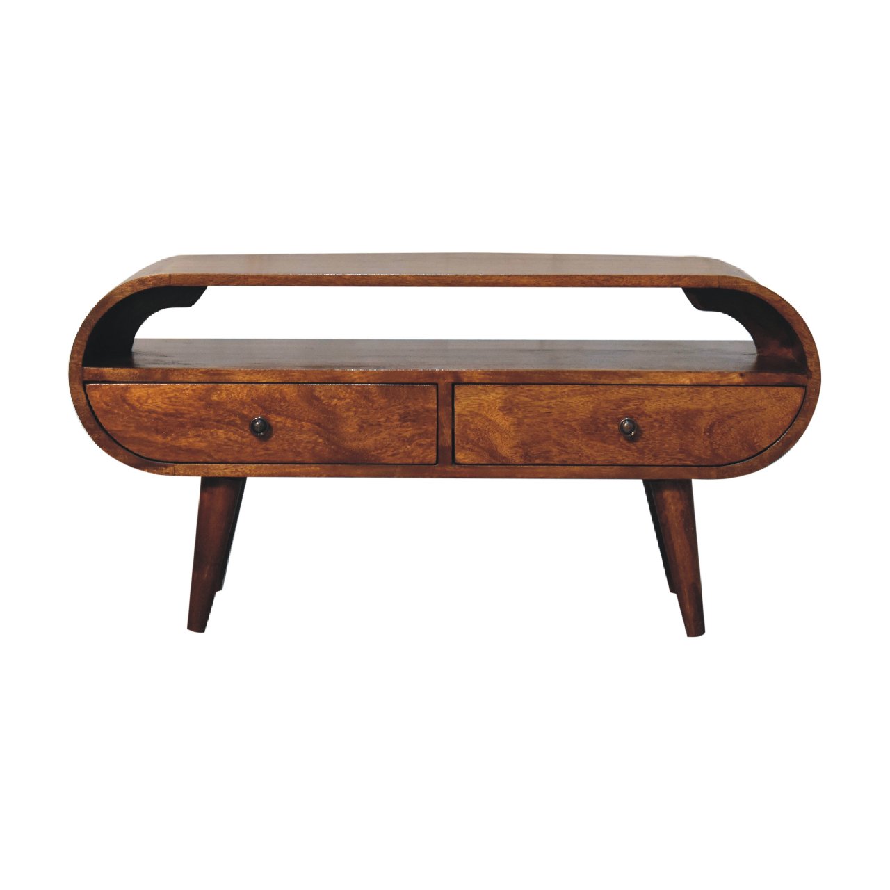 Solid Wood Chestnut Circular Tv Stand