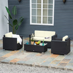 4 Pieces Rattan Sofa Set Chair Seat Furniture Patio Wicker | Black