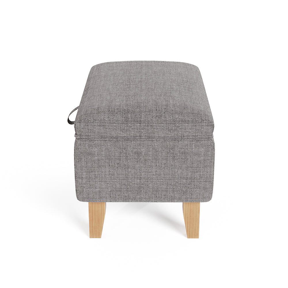 Linen Upholstered Storage Ottoman Footstool & Footrest With Hidden Storage, 49 X 33 X 34 Cm