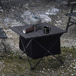 Aluminium Portable Roll-top Camp Table With Storage Basket | Medium | Black