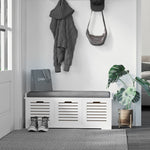 2/3 Door Shoe Storage Bench Cushion Seat Elevated Base | Large | Gray