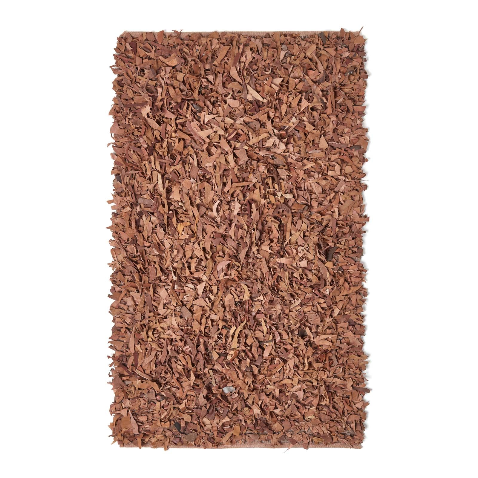 Dallas Leather Shaggy Rug | 120cm x 180cm | Brown