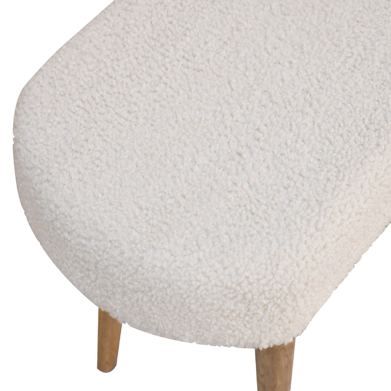 Solid Wood Cream Boucle Nordic Bench