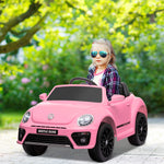 Volkswagen Beetle Licensed 12v Ride On Car W/ Remote Control | Pink
