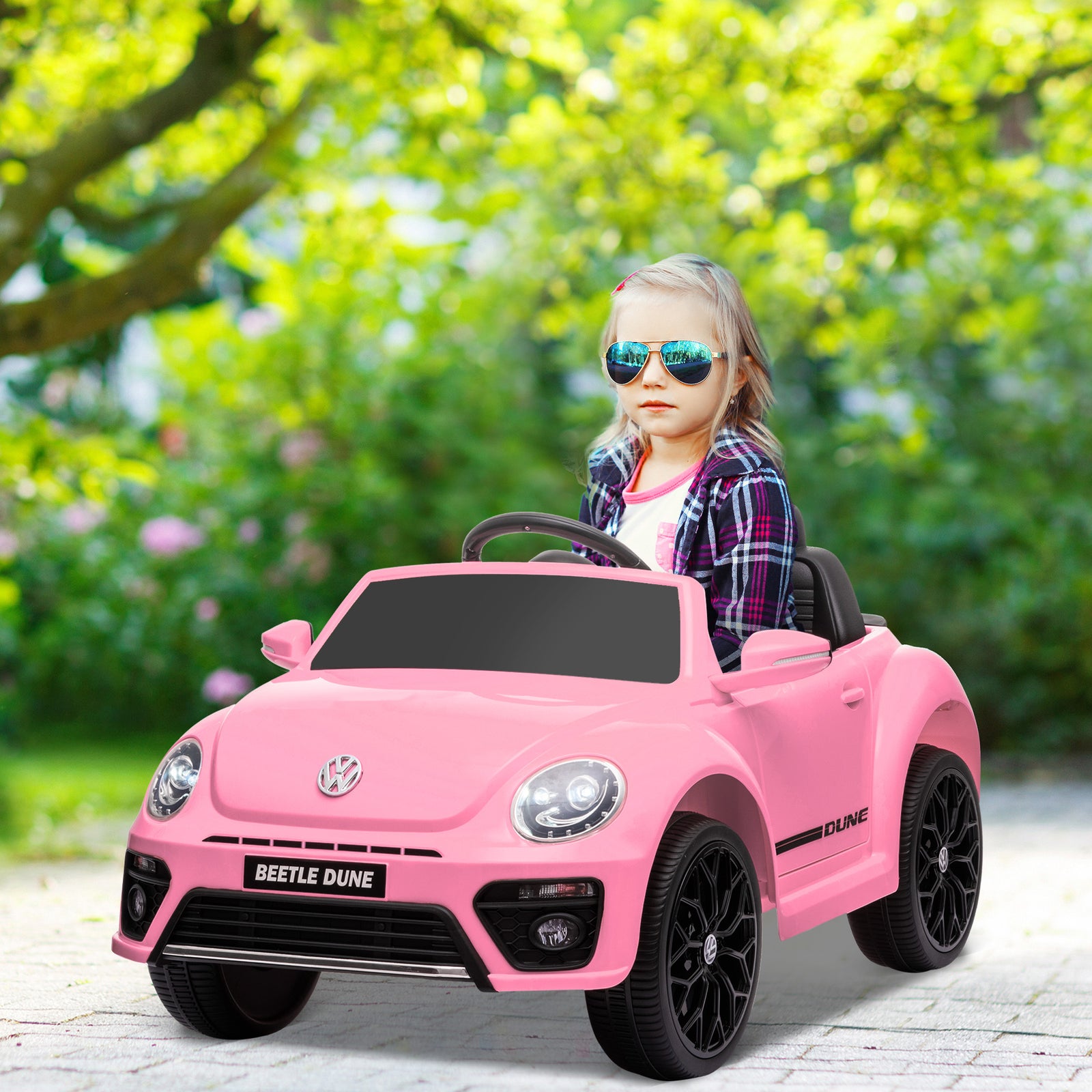 Volkswagen Beetle Licensed 12v Ride On Car W/ Remote Control | Pink