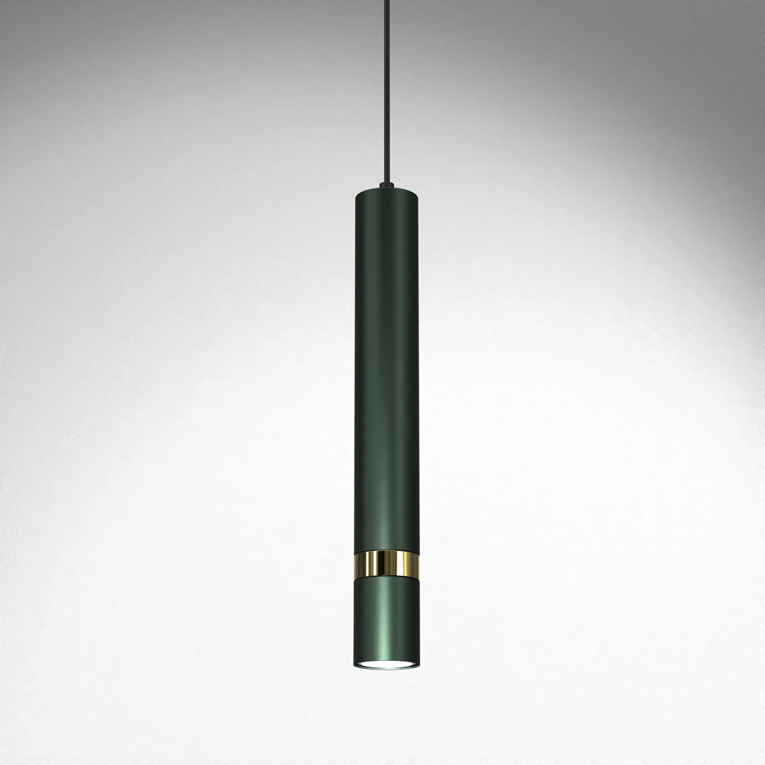 Joker Contemporary Pendant Lamp 1xgu10 Hand Made Cylindrical Style Light | Green & Gold