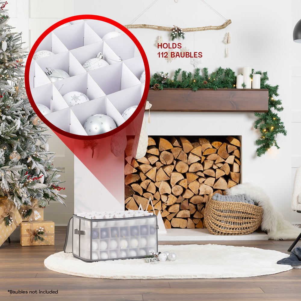 Christmas Ornament Storage Box With 112 Bauble Capacity | Grey