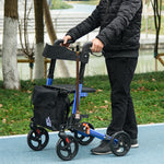 4 Wheel Rollator Walker With Seat And Bags Adjustable | One Size | Blue