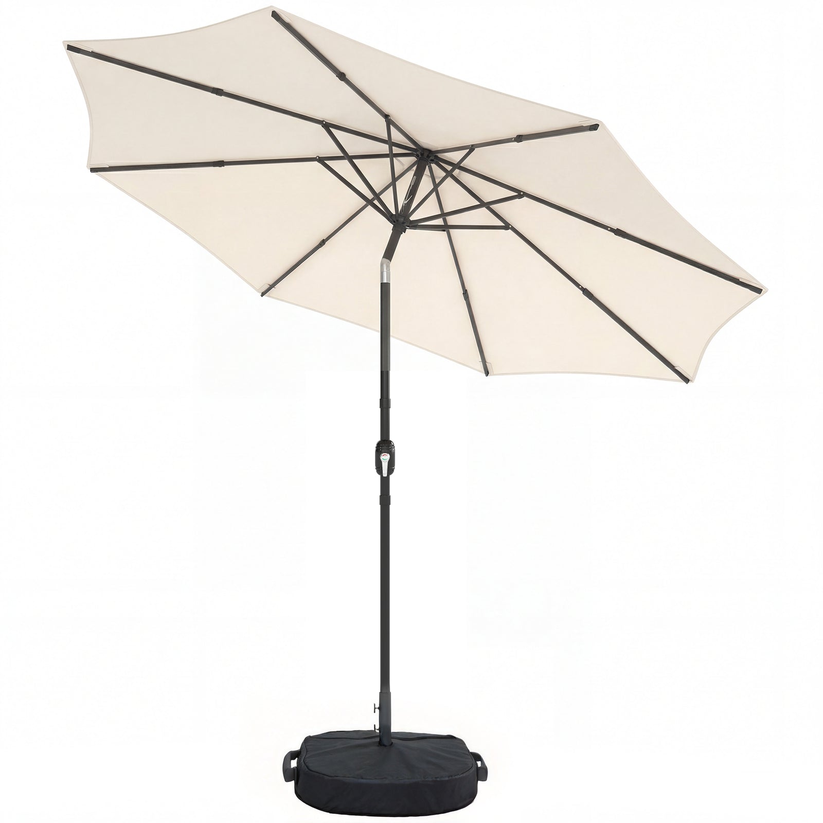 2.7 M Garden Parasol Umbrella With Cross Base, Sandbag | Cream