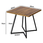 Dining Table Square Dining Table 80cm 25mm Metal Frame Mdf Walnut | Brown