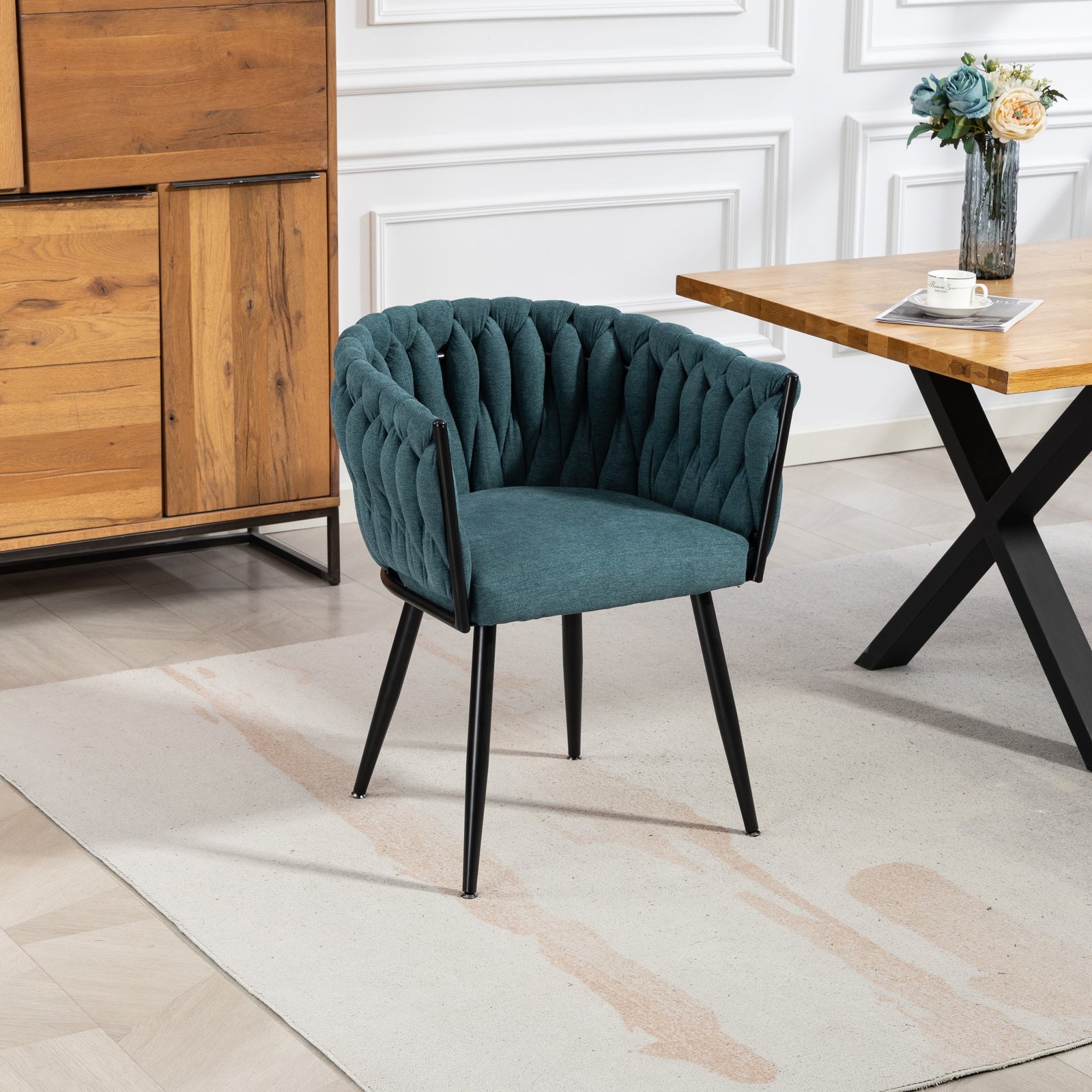 Aneta Fabric Accent Chairs - Set Of 2 | Teal