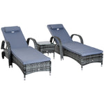 Rattan Sun Lounger Set With Side Table And Cushion