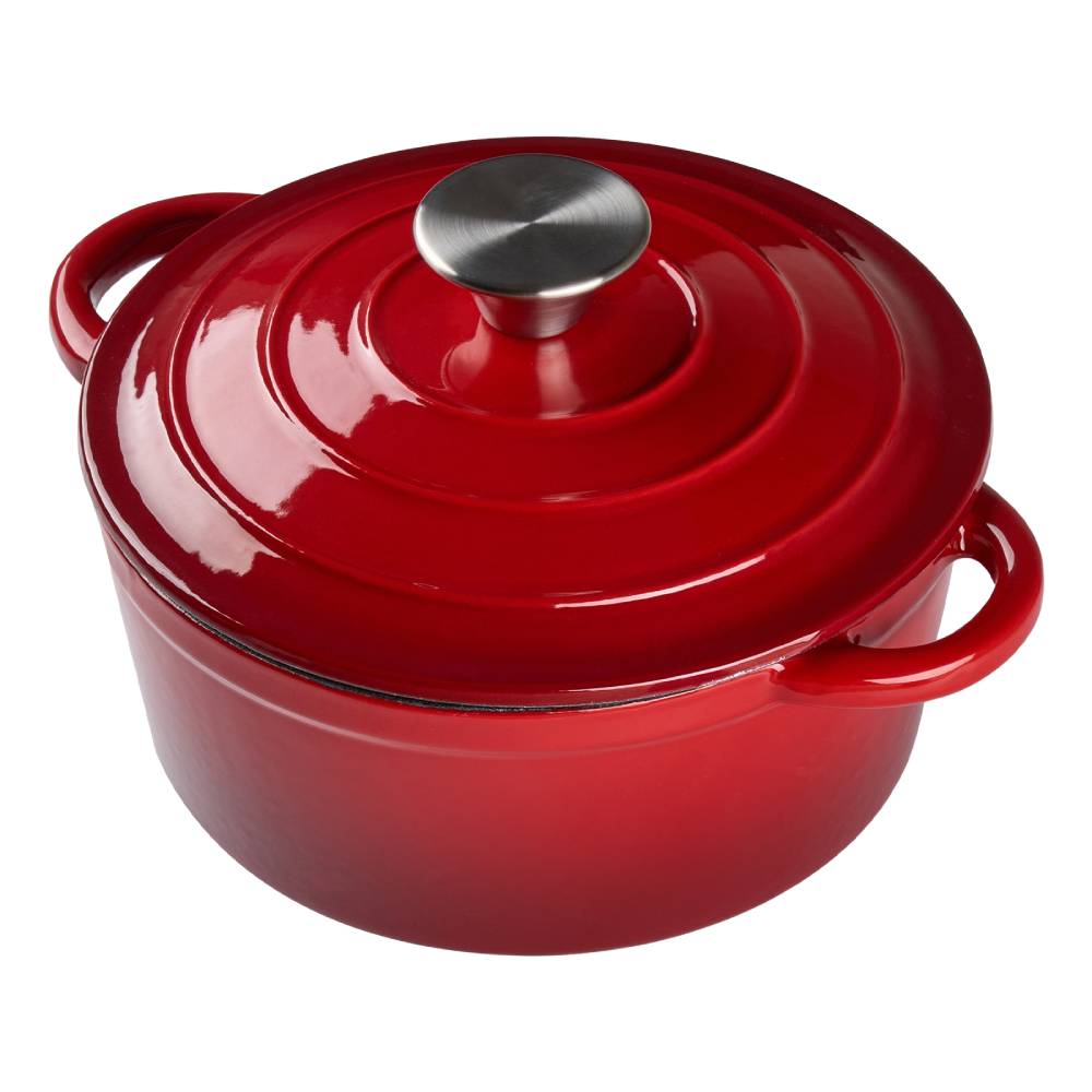 Enameled Cast Iron Dutch Oven With Lid, Heavy-duty Round Casserole Pot, Oven Safe Up To 500°f | 6L | Red