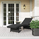 Pe Rattan Sun Lounger With 4-level Adjustable Backrest | Black