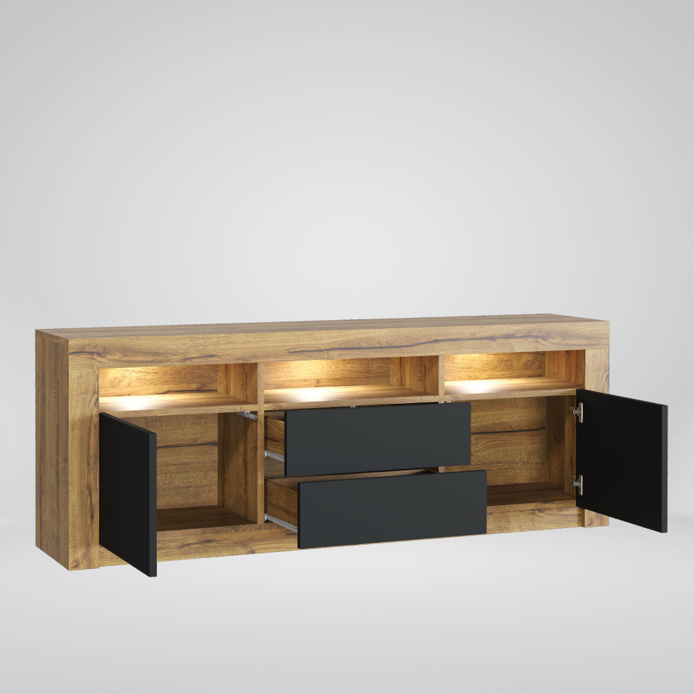 Shine Tv Unit 160cm With Led Lights | Oak